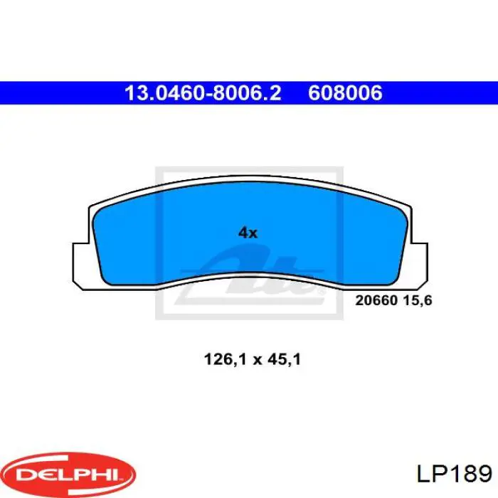 Передние тормозные колодки LP189 Delphi