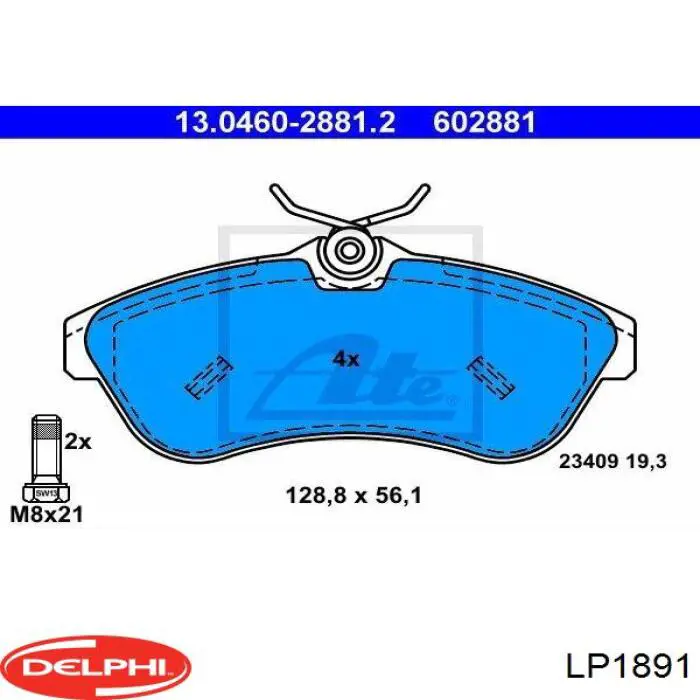 Передние тормозные колодки LP1891 Delphi