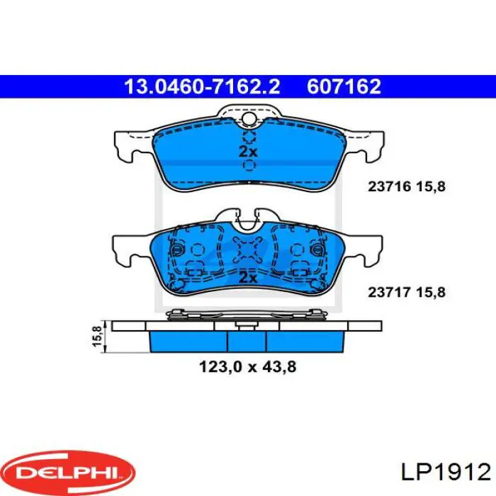 Купить LP1912 Delphi Колодки тормозные задние, дисковые