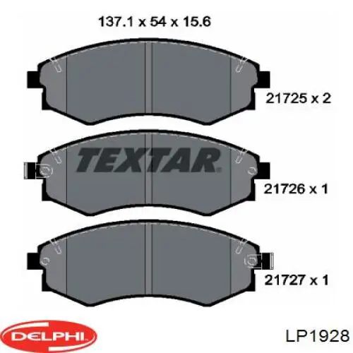 Передние тормозные колодки LP1928 Delphi