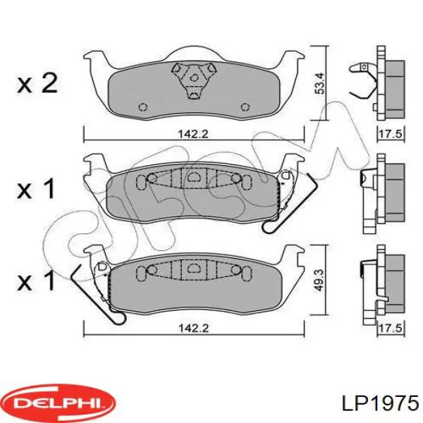 Задние тормозные колодки LP1975 Delphi