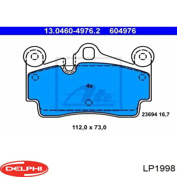 Колодки дисковые  Delphi LP1998 цена, от 26.80 USD