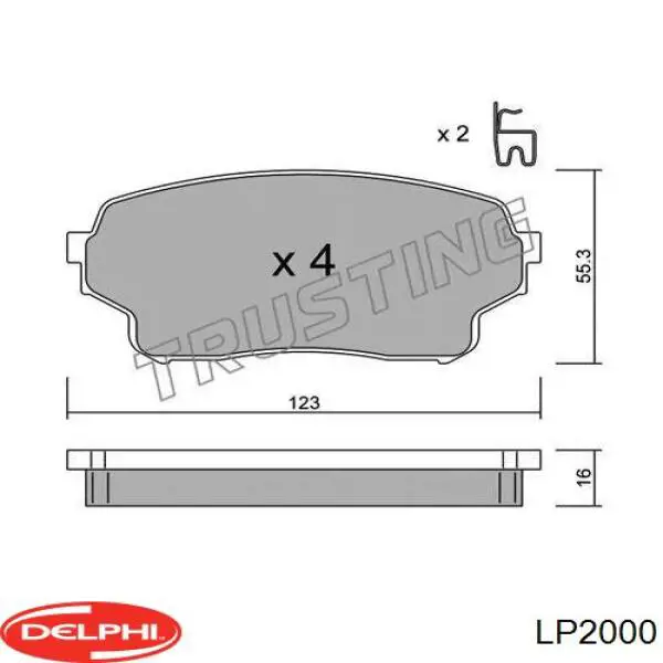 Передние тормозные колодки LP2000 Delphi
