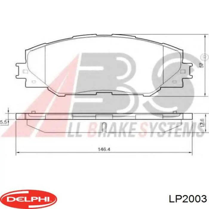 Передние тормозные колодки LP2003 Delphi