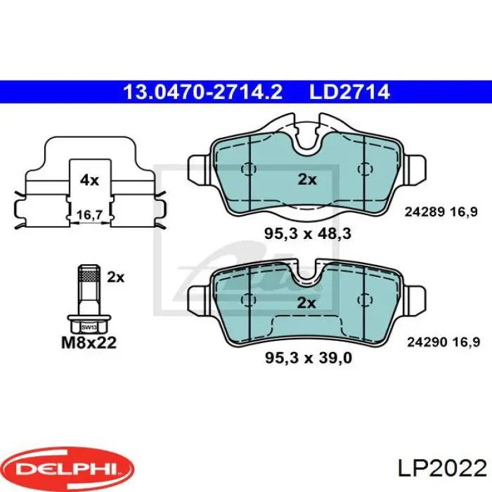 Купить LP2022 Delphi Колодки тормозные задние, дисковые