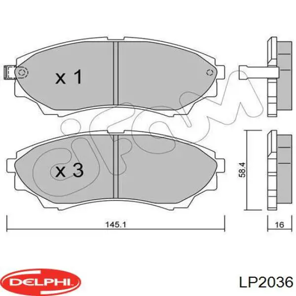 Передние тормозные колодки LP2036 Delphi