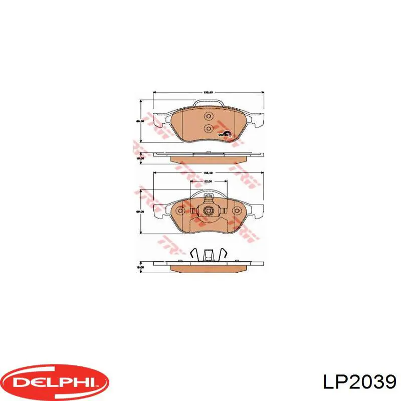Передние тормозные колодки LP2039 Delphi