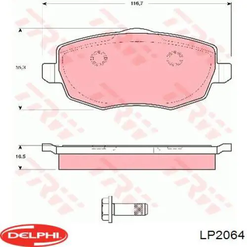 Передние тормозные колодки LP2064 Delphi