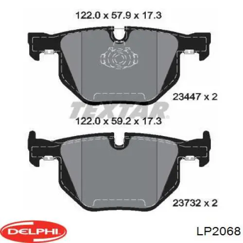 Купить LP2068 Delphi Колодки тормозные задние, дисковые