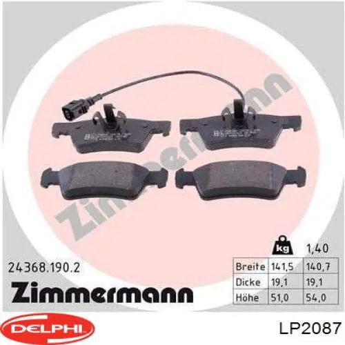 Колодки дисковые  Delphi LP2087 цена, от 29.59 USD