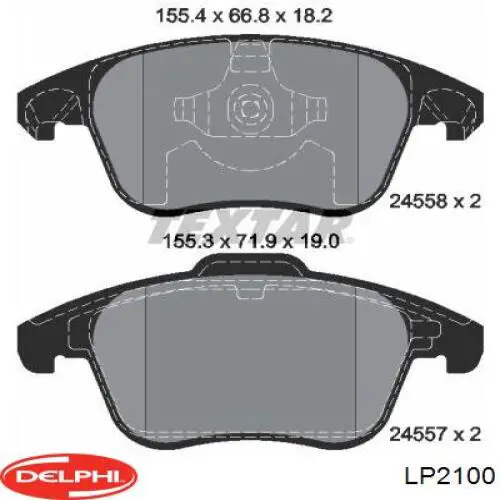 Передние тормозные колодки LP2100 Delphi