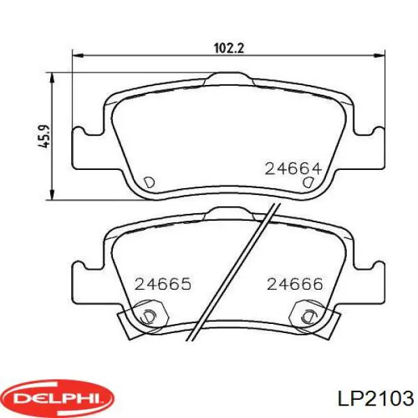 Задние дисковые колодки Delphi LP2103