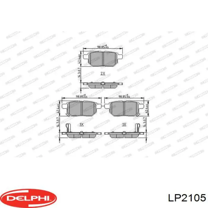 Задние тормозные колодки LP2105 Delphi