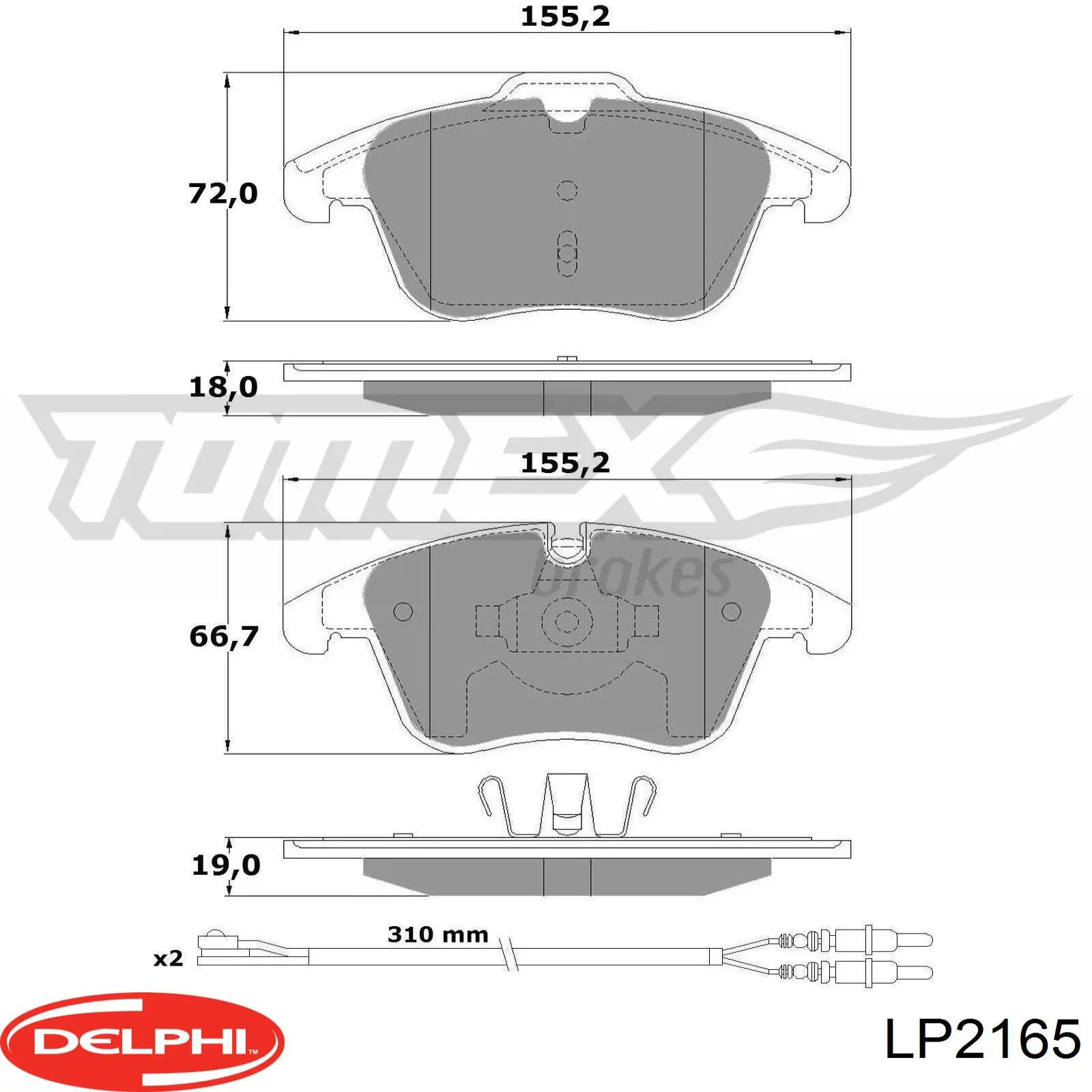 Передние тормозные колодки LP2165 Delphi