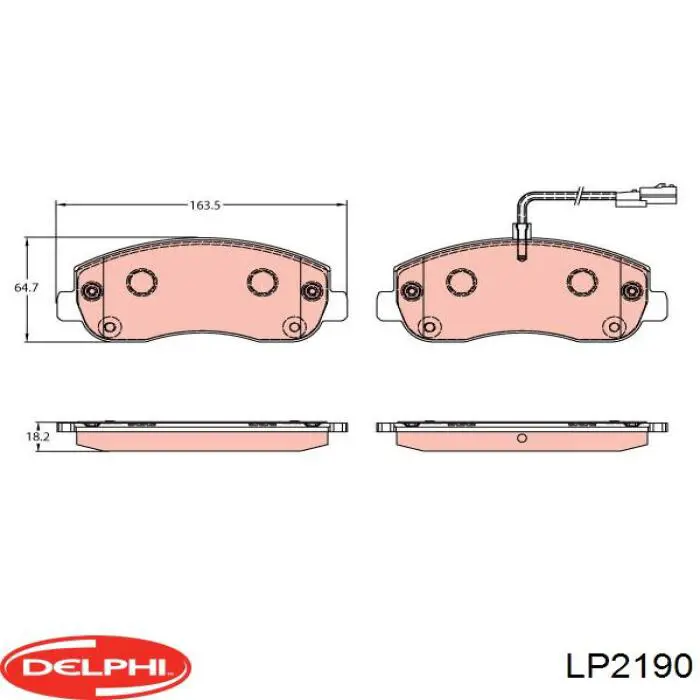 Передние тормозные колодки LP2190 Delphi