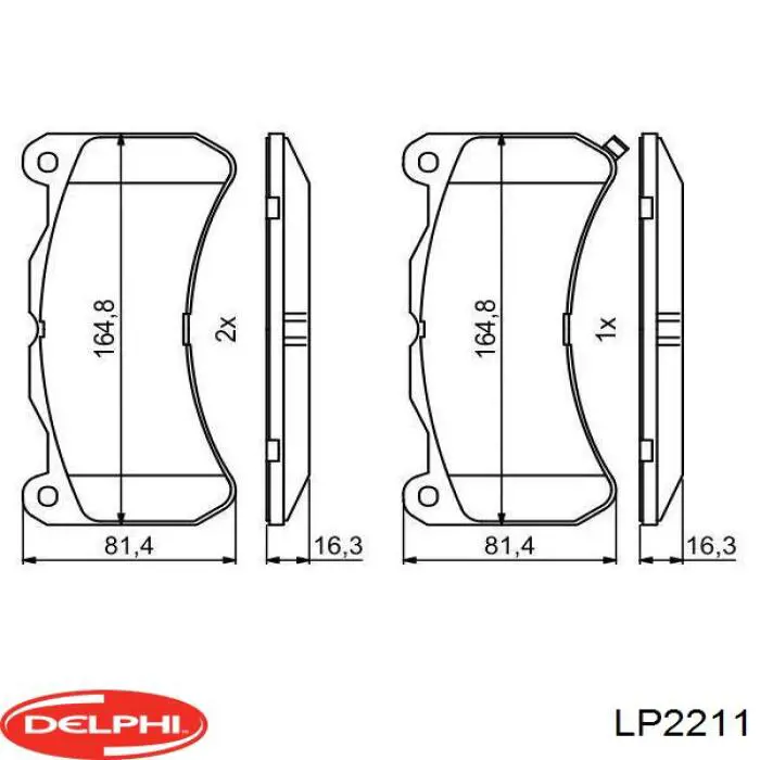 Передние тормозные колодки LP2211 Delphi