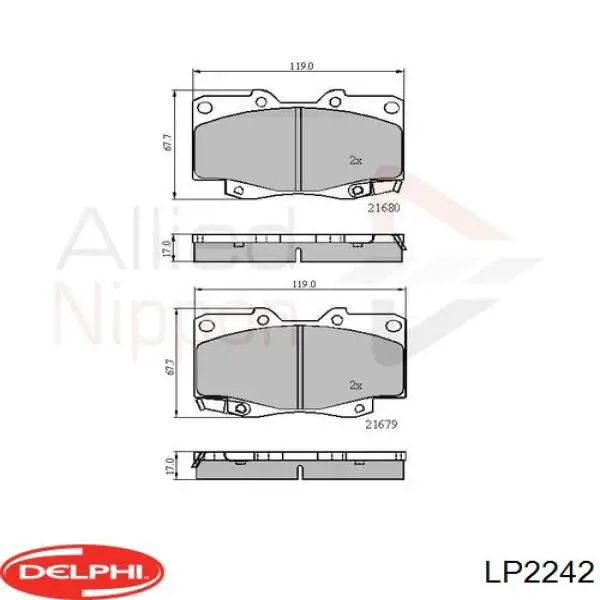 Передние тормозные колодки LP2242 Delphi