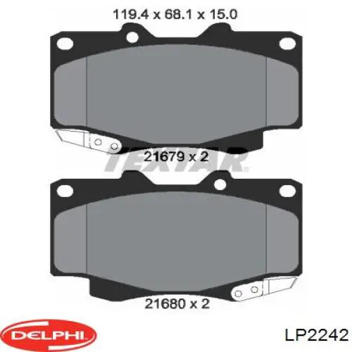 Передние тормозные колодки LP2242 Delphi