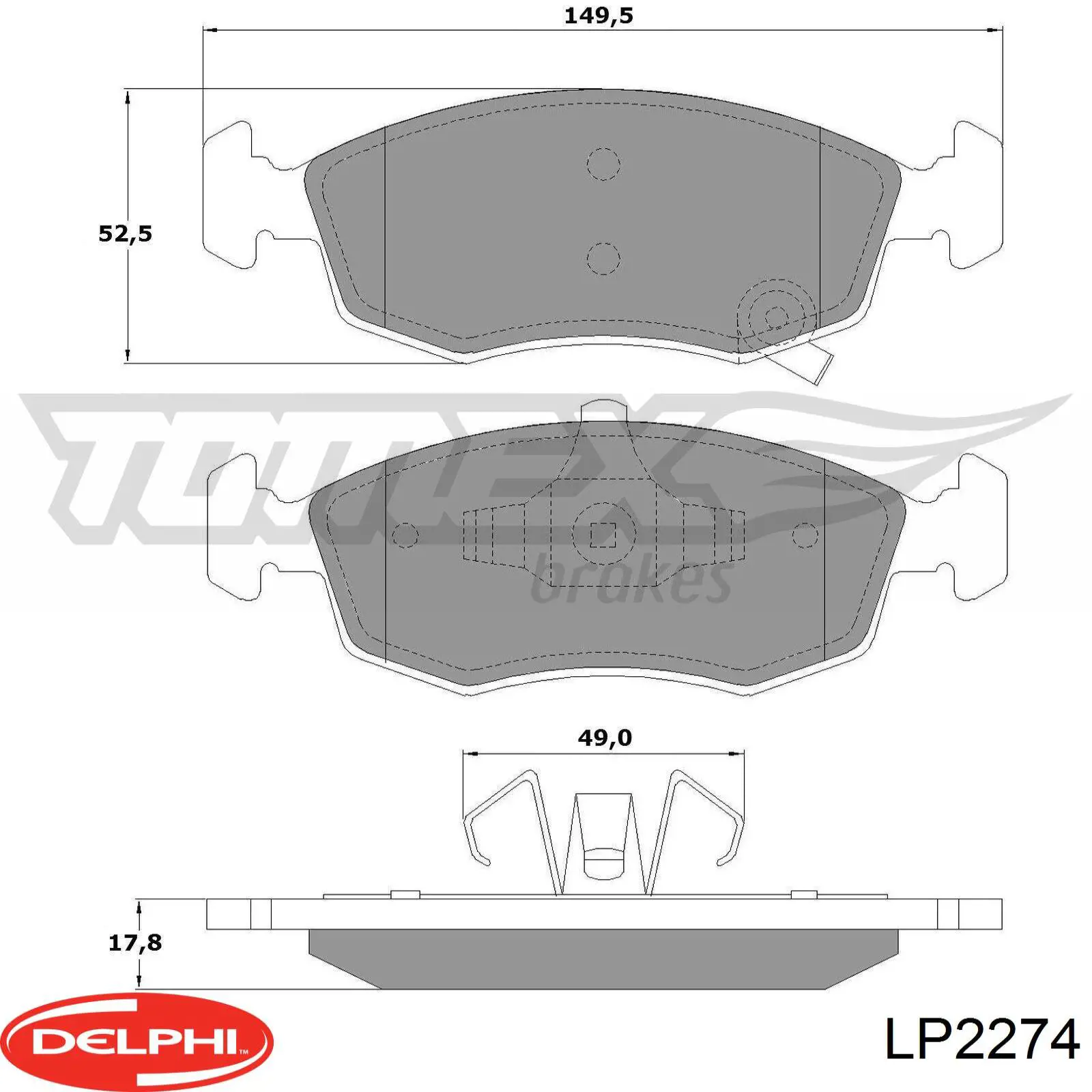 Передние тормозные колодки LP2274 Delphi