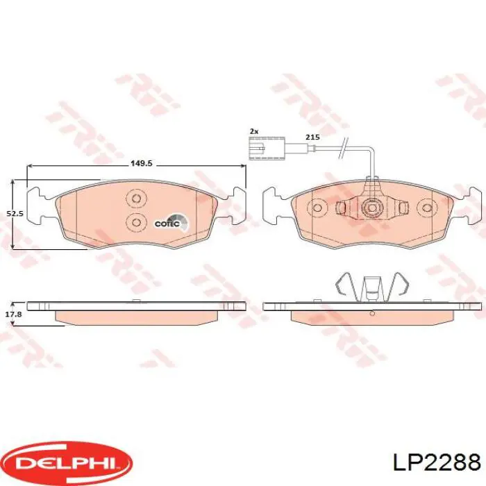 Передние тормозные колодки LP2288 Delphi