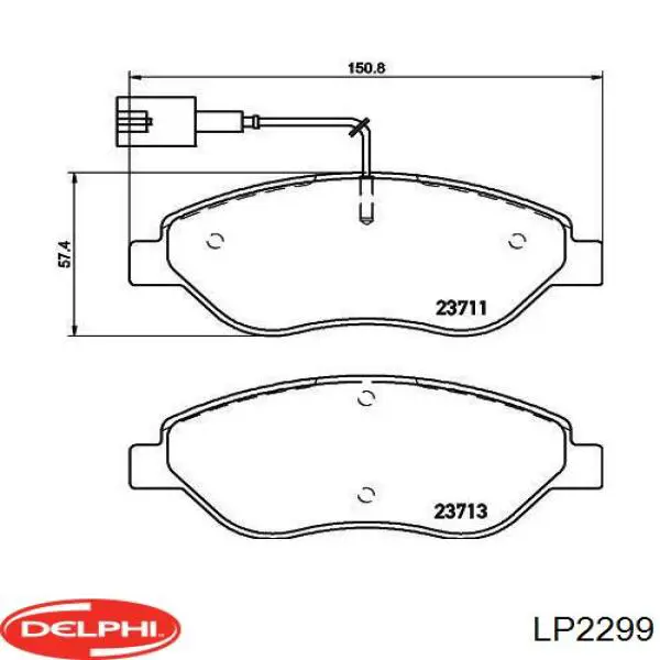 LP2299 Delphi передние тормозные колодки