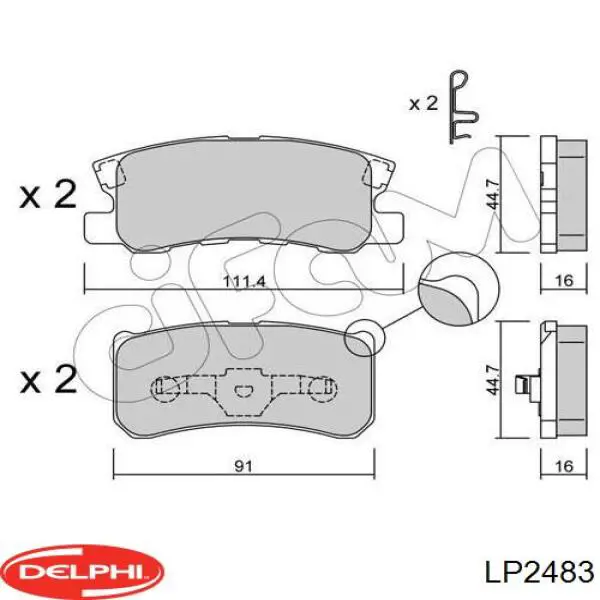 Колодки дисковые  Delphi LP2483 цена, от 15.80 USD