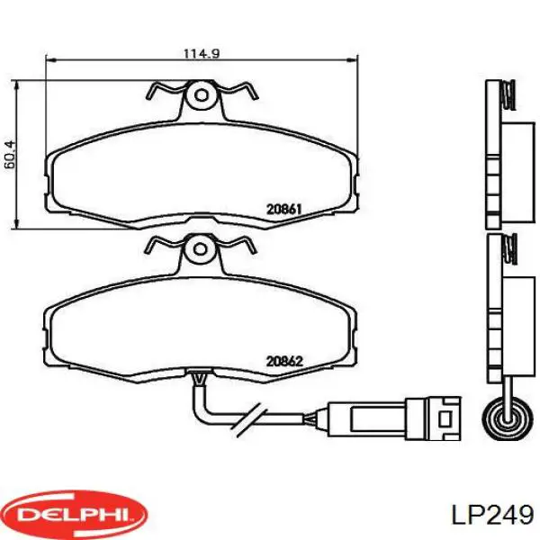 Передние тормозные колодки LP249 Delphi