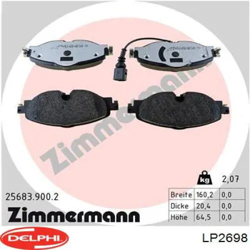 Купить LP2698 Delphi Колодки тормозные