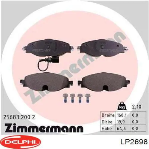 Передние тормозные колодки LP2698 Delphi