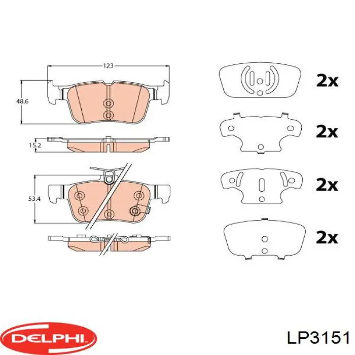 Задние дисковые колодки Delphi LP3151