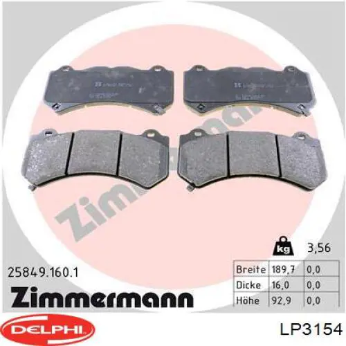 Колодки Delphi LP3154 цена, от 79.79 USD