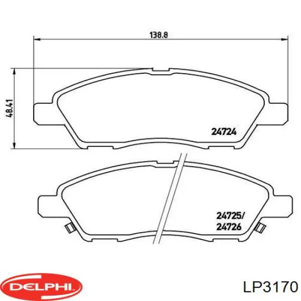 Передние тормозные колодки LP3170 Delphi