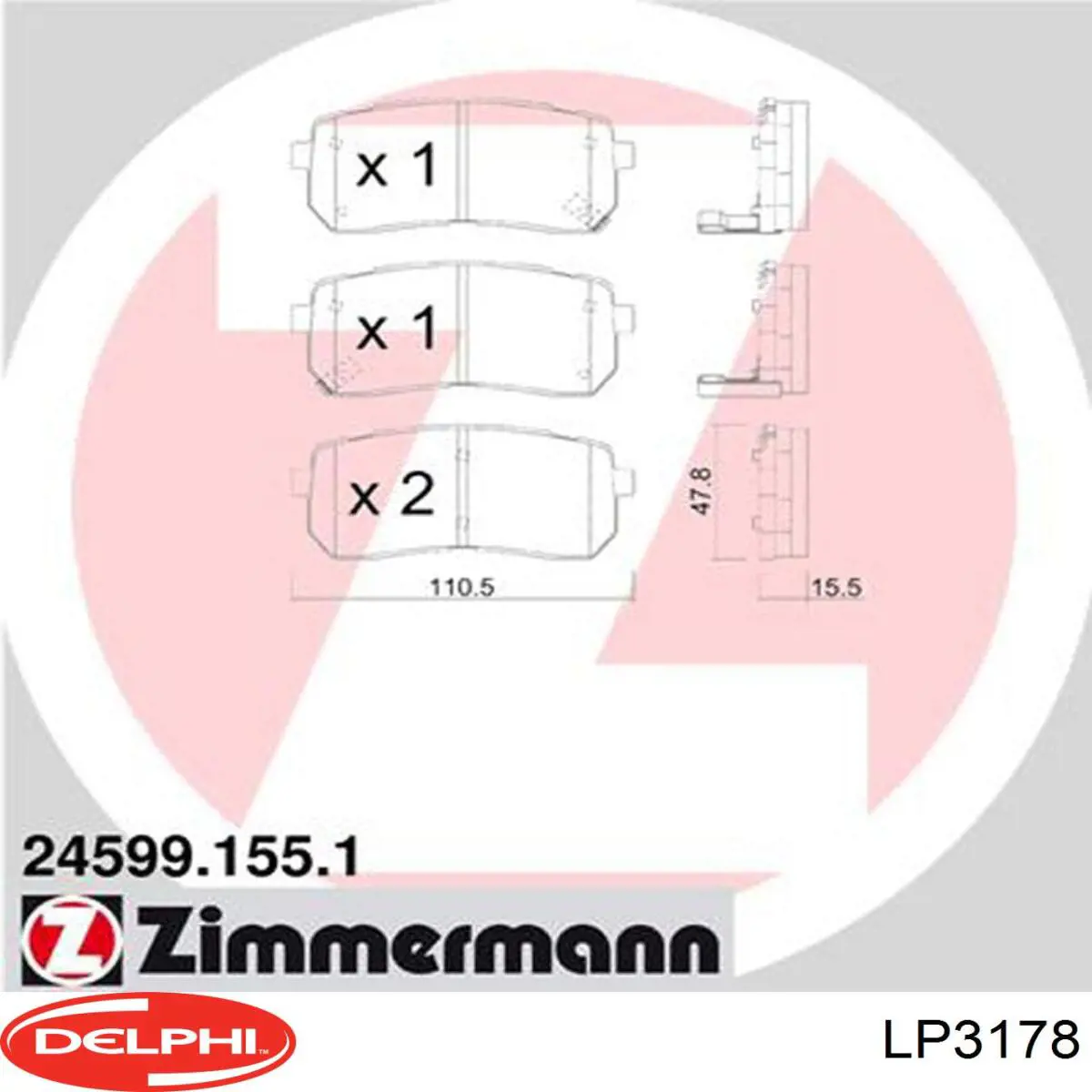 Задние дисковые колодки Delphi LP3178