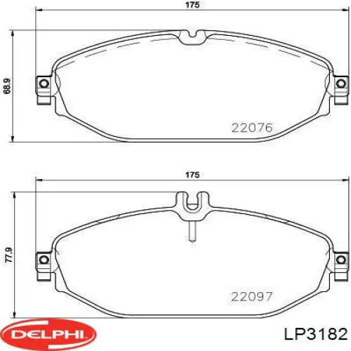 Передние тормозные колодки LP3182 Delphi
