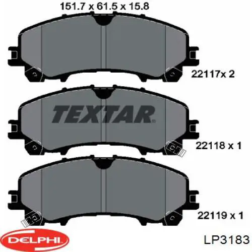 Pastillas de freno delanteras LP3183 Delphi