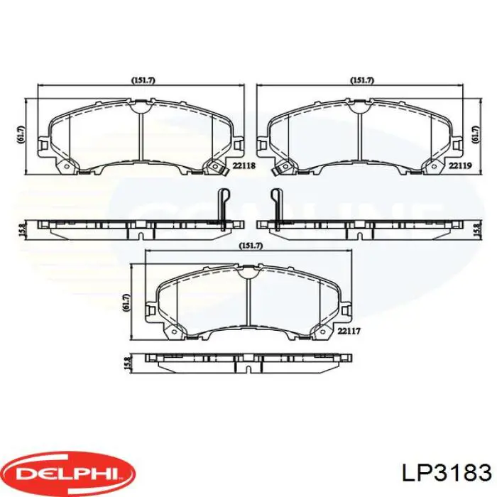 Передние тормозные колодки LP3183 Delphi
