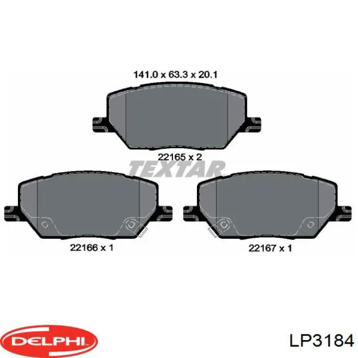 Передние тормозные колодки LP3184 Delphi