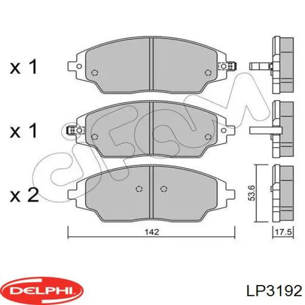 Передние тормозные колодки LP3192 Delphi