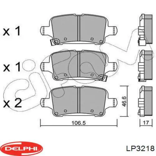 Задние тормозные колодки LP3218 Delphi