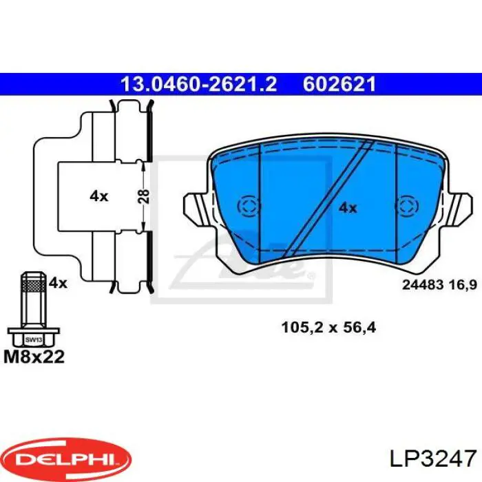 Задние дисковые колодки Delphi LP3247