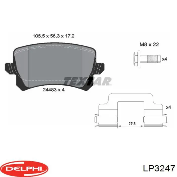 LP3247 Delphi Колодки тормозные дисковые комплект