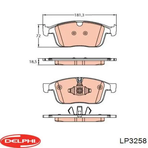 Передние тормозные колодки LP3258 Delphi