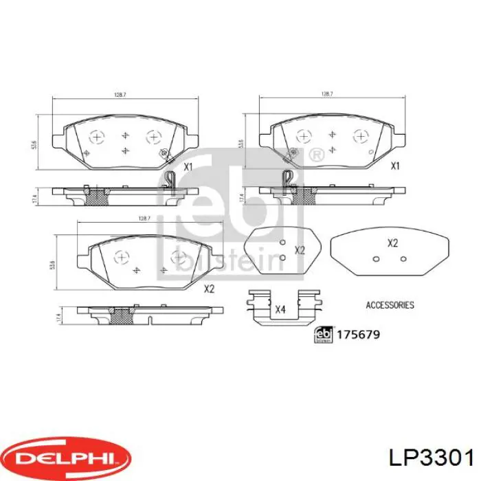 Передние тормозные колодки LP3301 Delphi