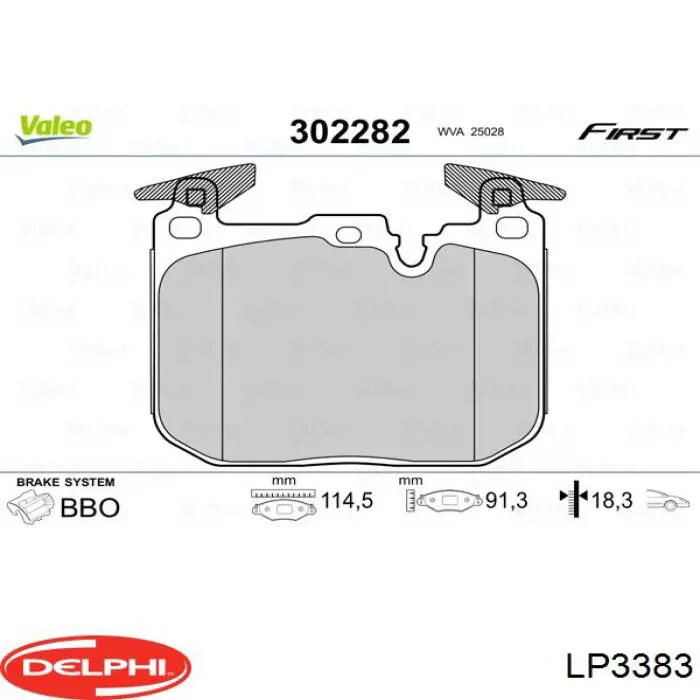 Передние тормозные колодки LP3383 Delphi