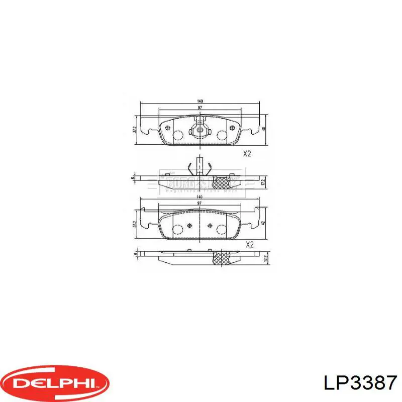 Передние тормозные колодки LP3387 Delphi