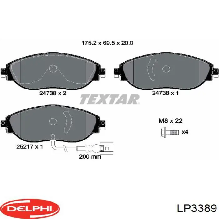 Колодки Delphi LP3389 цена, от 54.48 USD