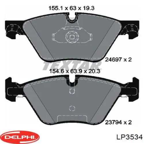 Передние тормозные колодки LP3534 Delphi