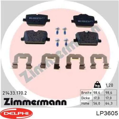 Задние тормозные колодки LP3605 Delphi