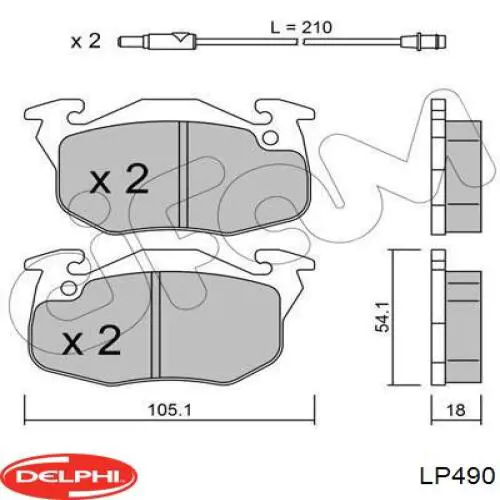 LP490 Delphi колодки тормозные передние дисковые