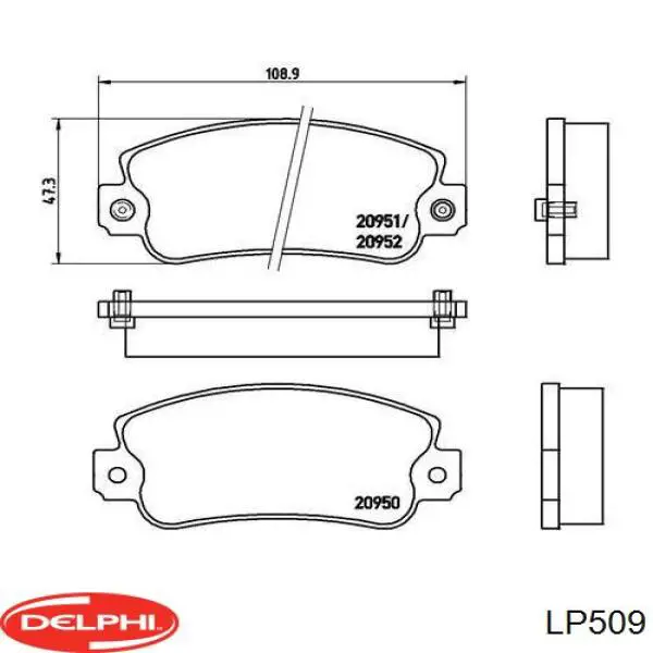 Передние тормозные колодки LP509 Delphi